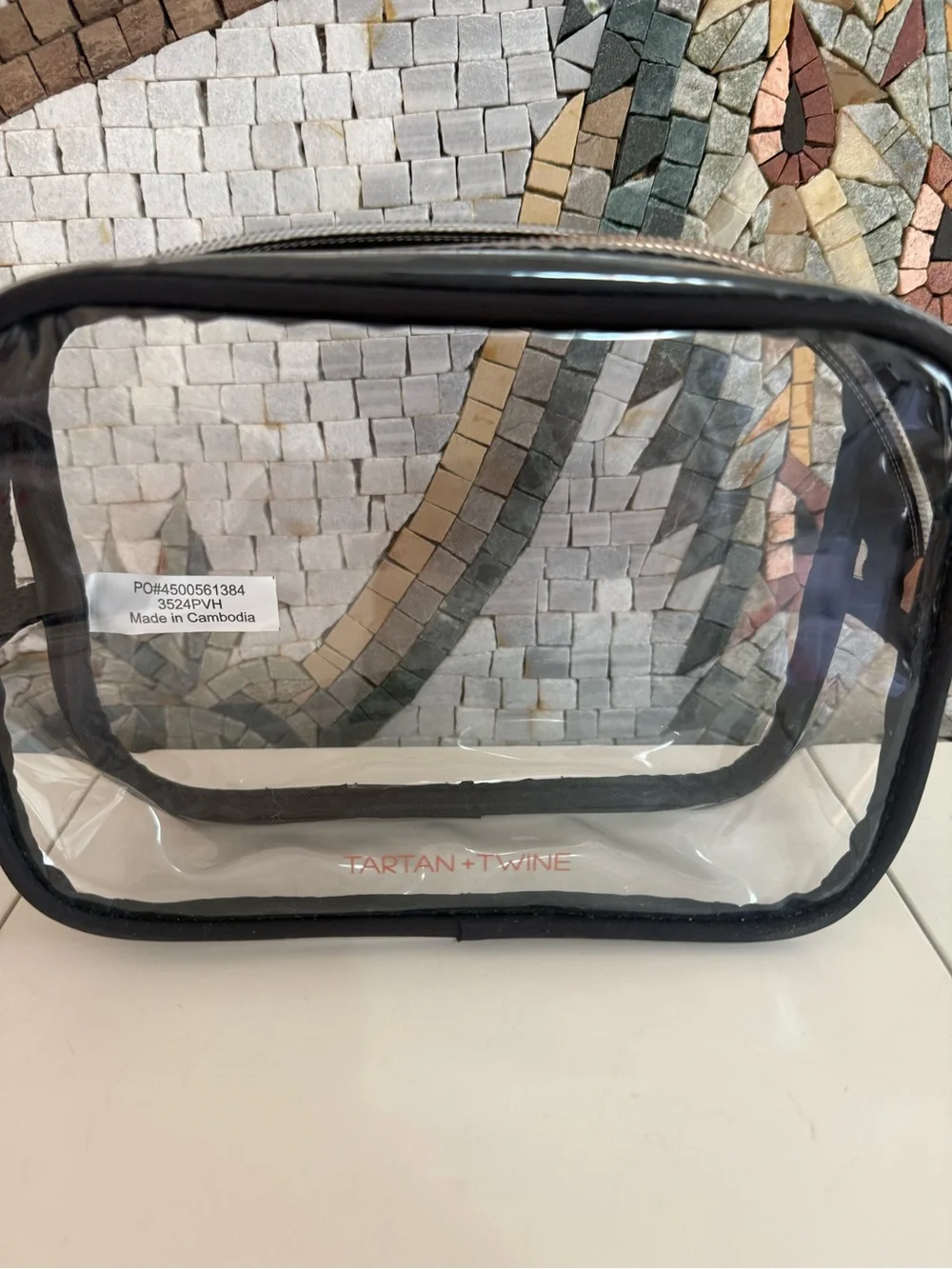 Tartan + Twine Clear Cosmetic Bag in Black Trim